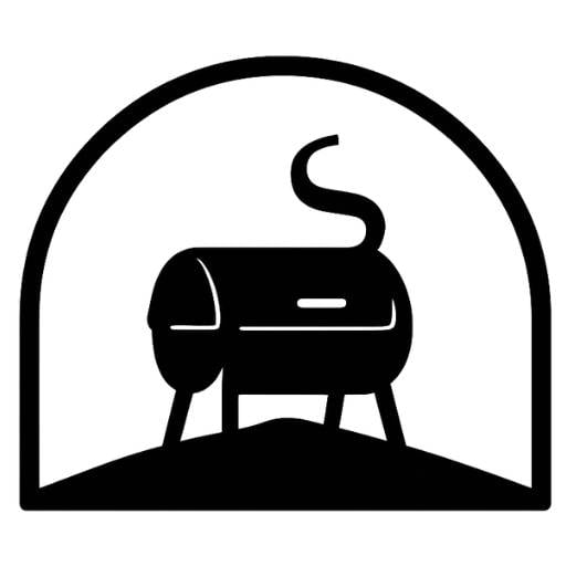 Icon of a barrel smoker with smoke rising, enclosed in a half-circle arch — representing Smoke on the Hill.