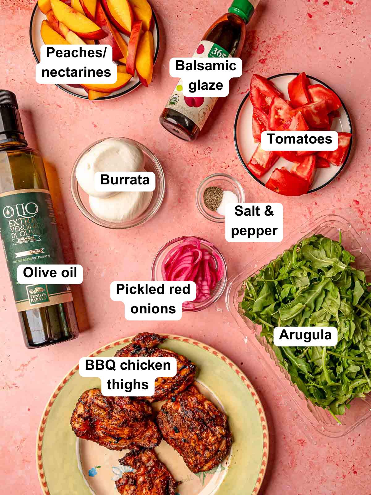 Ingredients in smoked bbq chicken salad.