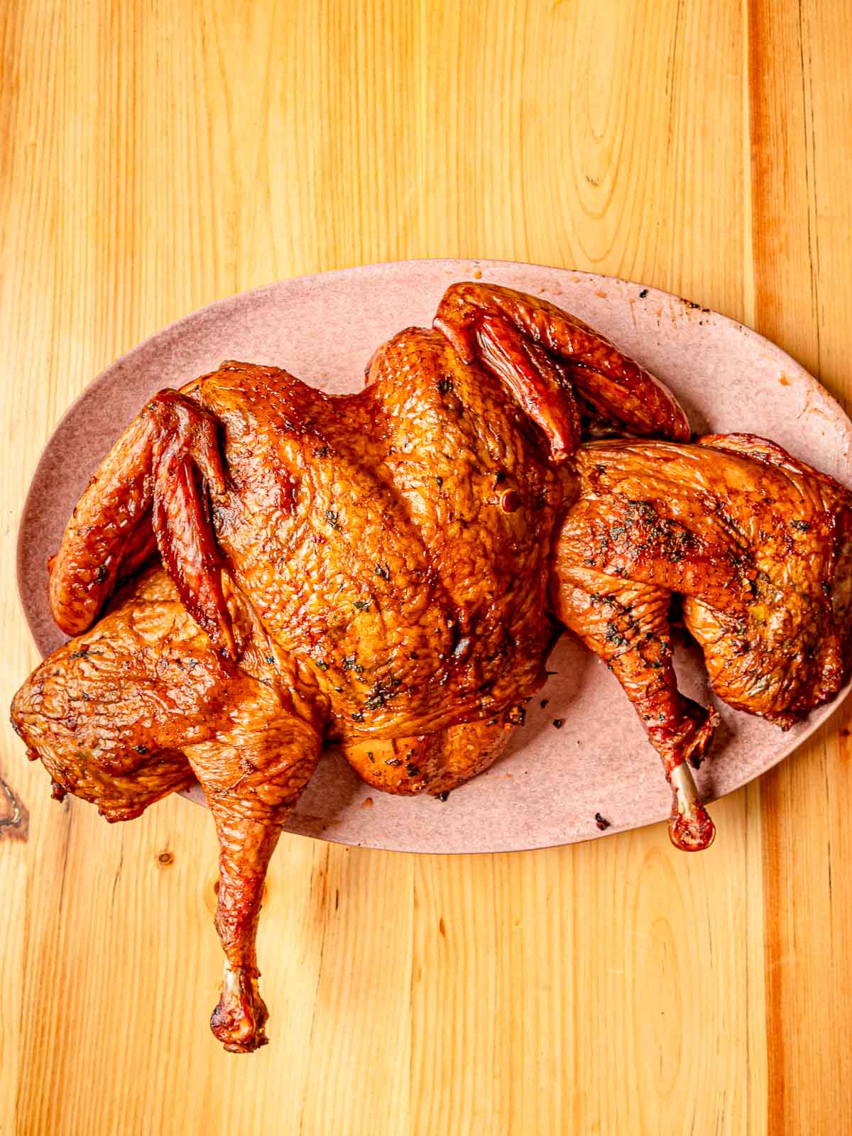 Spatchcock turkey after smoking.